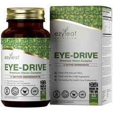 Ezyleaf Kapseln für die Augen | Safran, Lutein Zeaxanthin Kapseln mit Heidelbeere, EyeBright, Beta-Carotin & Gojibeere | 60 Eye-Drive Vitamine - Vitamin C E A | Gentechnikfrei, ISO zertifiziert
