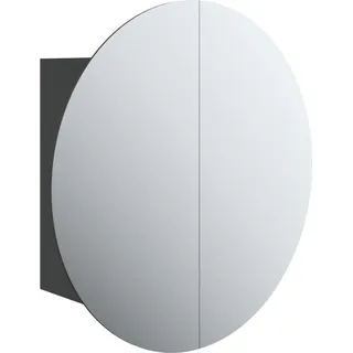 vidaXL Badezimmerschrank mit Rundem Spiegel & LED Schwarz 47x47x17,5cm - Schwarz