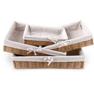 STARVAST Brotkorb 4er Set Brotkörbchen aus Papierseil Handgewebter Brotkorb Geflochten Brötchenkorb Aufbewahrungskorb Brotschale Frühstück Flechtkorb zum Servieren von Gebäck, 4 Größen