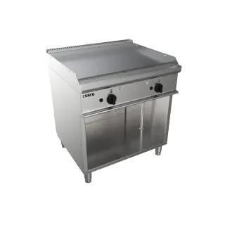 SARO Gas Griddleplatte mit offenem Unterbau, E7/KTG2BAL, Professioneller Gasgrill aus Edelstahl mit zwei Kochzonen, Maße (L x B x H): 700 x 800 x 850 mm