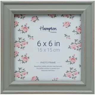 Hampton Frames | Bilderrahmen, quadratisch, 15x15 cm, salbeigrün, MDF, Glasöffnung | Used-Look, 30 mm Profil, Aufhängeösen, Strebe | Für Wand & Tisch, stilvolle Präsentation