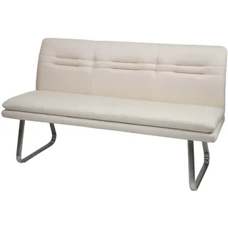MCW Sitzbank Cremeweiß, Silber , Weiß, Silberfarben , Textil , 160x90x58 cm , Esszimmer, Bänke, Sitzbänke