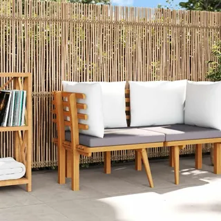 vidaXL Garten-Ecksofa mit Kissen Massivholz Akazie - Braun