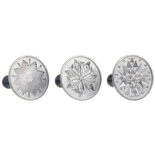 Nordic Ware Keksstempel, silber, Holzgriff, verschiedene Motive, Sternenhimmel, NW 01270