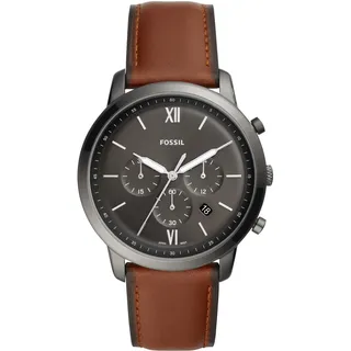 Fossil Chronograph »NEUTRA« Quarzuhr, Armbanduhr, Herrenuhr, Stoppfunktion, Datum, Lederarmband, braun
