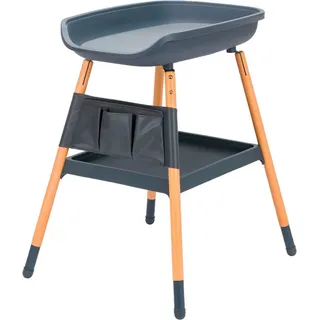 fillikid Wickeltisch höhenverstellbar, abwischbare Auflage in Holzoptik - Grau