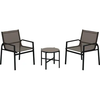 Balkonmöbel-Set Tapena 3-teilig Stahl Textilen Schwarz-Taupe