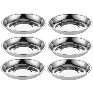 UPKOCH Edelstahl Teller Rund 6Er Set 6.69 Zoll Grillschalen Camping Picknick Teller Set Aus Edelstahl Für Bbq Familienfeier Partys Snacks Dessert Obst Servieren Und Lebensmittellagerung