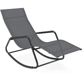 FANTASK Outdoor Schaukelliege, Gartenliege mit Abnehmbarer Kopfstütze, ergonomische Sonnenliege bis 160 kg belastbar, Schwingliege, Relaxliege für Garten, Terrasse, Balkon (Grau)