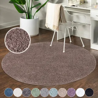 Carpet City Hochflor-Teppich »City Shaggy« rund 30 mm Höhe Teppich Langflor, Uni, Shaggy, flauschig-weich, braun