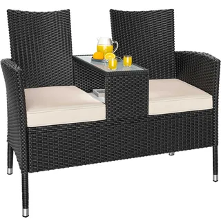 Polyrattan Kino Bank Schwarz 143x55x88cm