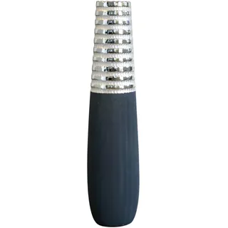 GILDE Deko Vase Bodenvase Newtown - Keramikvase - grau-matt - Silber-glänzend – Vase groß Höhe 65 cm - Breite 15 cm