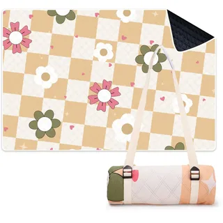 LARUTAN Picknickdecke XXL 200x300 wasserdicht – Kyoto Design, extra große Stranddecke gepolstert & isoliert, waschbare Picknickdecke sandfrei für Camping, Outdoor & Reisen