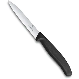 Victorinox, 6.7733, Swiss Classic, Gemüsemesser, Extra scharfe Klinge, mit Wellenschliff, robuster Kunststoff-Griff, Schwarz, Made in Switzerland, Spülmaschinengeeignet