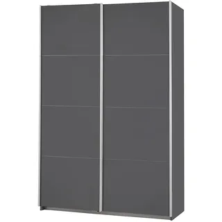 Rauch Möbel Caracas, Schwebetürenschrank, Grau metallic, Breite 136 cm | Kleiderschrank mit Schwebetüren, Schiebetüren, 1-türig, für Schlafzimmer, Kinderzimmer, Wohnzimmer, Gästezimmer, Garderobe