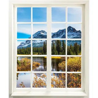 Wandtattoo - Fenster mit Aussicht "Berge" 83 x 100 cm - Wandaufkleber - Wandsticker