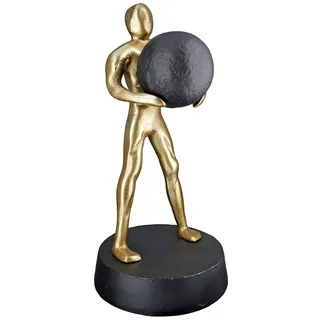 GILDE Deko Figur Skulptur Strong Stark XL - Moderne Kunst und Dekoration aus Kunstharz - Fabe: Gold - Höhe 32 cm