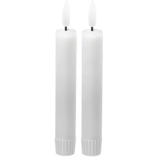 LED Universum - 2er Set LED Echtwachs Stabkerzen weiß 15cm warmweiß für 1 x AAA Batterie je Kerze (nicht enthalten) Tischdekoration für Hochzeit, Weihnachten, Feste, Partys (weiß 15cm - 2er Set)