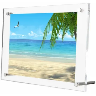 TUKA-i-AKUT Acryl Bilderrahmen Rahmenlos für 15x20 cm Bild, Doppelte Acryl Panel Kristallklar, Desktop Flyerstander Fotorahmen Display Rahmen für Familienfoto Zertifikat Poster, TKD9400-8z-1x