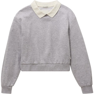 TOM TAILOR Mädchen 1037773 Polo Sweatshirt mit Kragen, 15398-Light Stone Grey Melange, 140