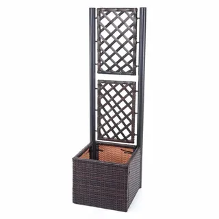 MCW Poly-Rattan Rankgitter Braun, Anthrazit , Kunststoff , 43x142x43 cm , Dekoration, Gartendeko