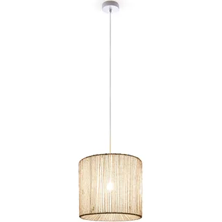 Paco Home Pendelleuchte »Hugo Ramira«, Leuchtmittel E27 Rattan Optik Boho Schirm Papier Modern, weiß