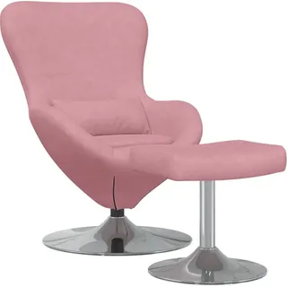 vidaXL Eierstuhl mit Fußhocker Rosa Samt - Rosa