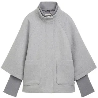 Tom Tailor Damen 1042901 Cape Jacke, 21373-Medium Silver Grey Melange, S