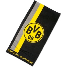 Bild Borussia Dortmund BVB-Handtuch mit Logo im Streifenmuster (50x100cm), Baumwolle, Mehrfarbig
