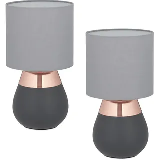 Relaxdays Tischlampe Grau 2 St.