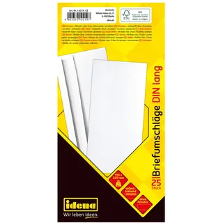 IDENA Briefumschläge ohne Fenster DIN lang, 25 Stück