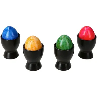 MamboCat Nero 4er Set Eierbecher schwarz I für 4 Personen I Matte runde Steingut-Eierbecher mit Fuß I Geschirr für das weiche oder Harte Frühstücksei beim Brunch & Buffet