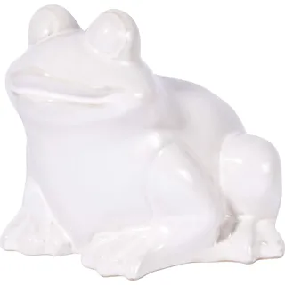Dobar Gartenfigur, BxHxL: 21 x 17 cm x 22 cm, Keramik, Frosch - weiss