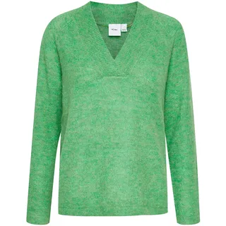 ICHI IHKAMARA V LS Damen Strickpullover Feinstrick Pullover Strickpullover mit V-Ausschnitt Slim-Fit, Größe:M, Farbe:Kelly Green (166138)