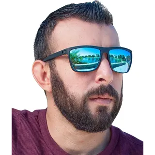 Herrensonnenbrille - polarisierte Brille - Stilvoller Schutz - spiegelblaue Gläser - Design in Italien - täglicher Begleiter - UV-400-Filter