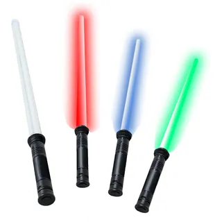 tevenger Lichtschwert Laserschwert Lightsaber mit 4-Fach wählbaren LED Lichteffekten in blau rot oder grün und Sound, 67cm starre Klinge Griff schwarz