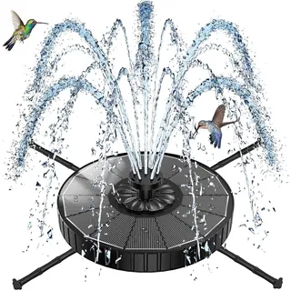 SZMP 3.5W Solar Springbrunnen für Außen mit Rotierende Stange, 2026 Upgrade Glas Solar Teichpumpe, Verstellbare Wasserhöhe, Solarbrunnen mit 8 Effekte Solar Schwimmender Solarpumpe für Garten, Teich