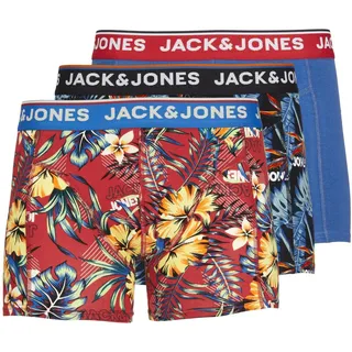 JACK & JONES Herren Boxershort JACAZORES Trunks 3er Pack S M L XL XXL, Größe:XXL, Farbe:Black Pompain red - Blue lolite 12228458