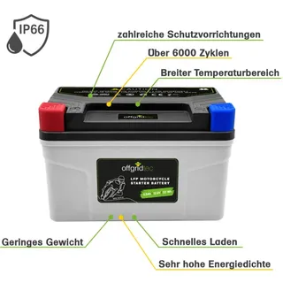 Offgridtec LFP Starterbatterie 6Ah 12,8V für Motorrad