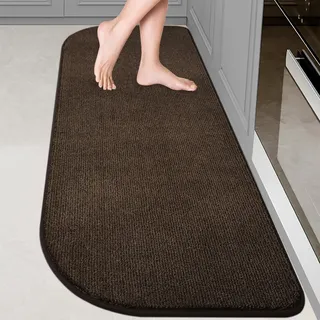 DOMUSTEX Waschbar Teppich Läufer 60x180cm Halbrund, küchenläufer, Schmutzfangmatte Innen, rutschfeste Eingangsteppich für Küche, Badezimmer, Schlafzimmer,