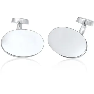 Kuzzoi Manschettenknöpfe »Manschettenknopf Oval Plättchen Poliert Elegant 925 Silber«, silberfarben