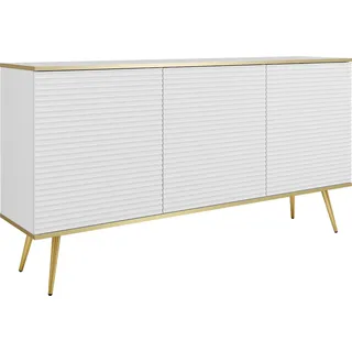 Glamouröses weißes Sideboard mit goldenen Beinen, 160 x 85 x 39 - Weiß, Gold
