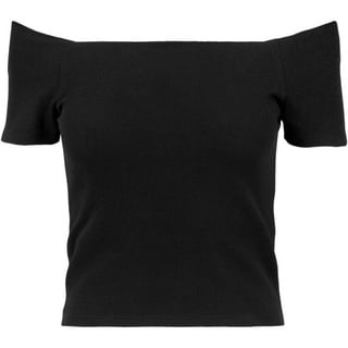 URBAN CLASSICS Ladies Off Shoulder Rib Tee T Shirt, Schwarz, L