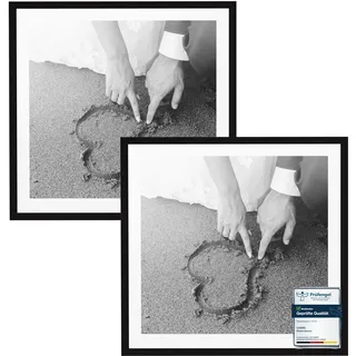 CABBEL 2x Bilderrahmen 60x60 cm Schwarz Rahmen 2-Pack | Dokumentenrahmen, Collage, Poster | MDF Holz-Posterrahmen Acrylglas | Picture Frame, Puzzlerahmen, Bilder, Fotorahmen zum Aufhängen