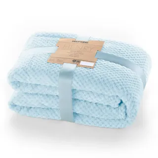 DecoKing Kuscheldecke 220x240 cm hellblau Decke Microfaser Wohndecke Tagesdecke Fleece weich sanft kuschelig skandinavischer Stil hellblau Henry