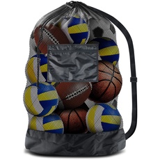 BROTOU Extra Große Ballnetz Große Ballsack Balltasche Netz Balltasche Fußball Meshbag für 8-15 Bälle Mehrzweck Sport Netztasche mit Kordelzug und Schultergurt Ballnetz (60.96 x 91.44 cm)
