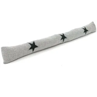 heimtexland ® Zugluftstopper Fischgrät mit Applikation bestickt Windstopper Fensterdichtung Türdichtung Landhaus Deko Kissen Typ856 Stern Grau