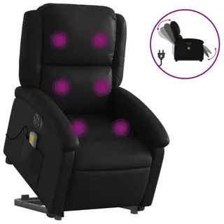 Massagesessel mit Aufstehhilfe Elektrisch Schwarz Kunstleder - Schwarz