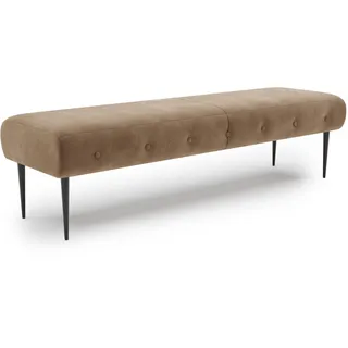 CAVADORE Sitzbank Amba, Trendige Polsterbank 3-sitzig für Küche, Esszimmer oder Wohnküche / Küchenbank passend zum 3-Sitzer Amba / 159 x 52 x 54 / Hochwertiges Mikrofaser: Hellbraun