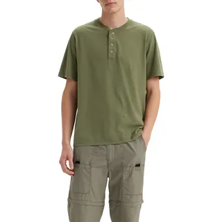 Ss 4 Button Henley Bluish Olive